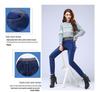 Women's Plus Size Fleece-Lined Skinny Jeans, Korean Style, Stretch Elastic Waist, Autumn/Winter 1016