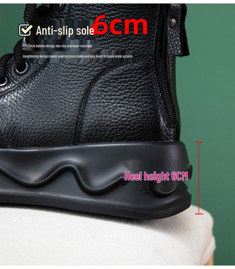 Women's Genuine Leather Retro Martin Boots - British Style Slimming Ankle Hiking Boots with Thick Sole for Autumn/Winter 2025