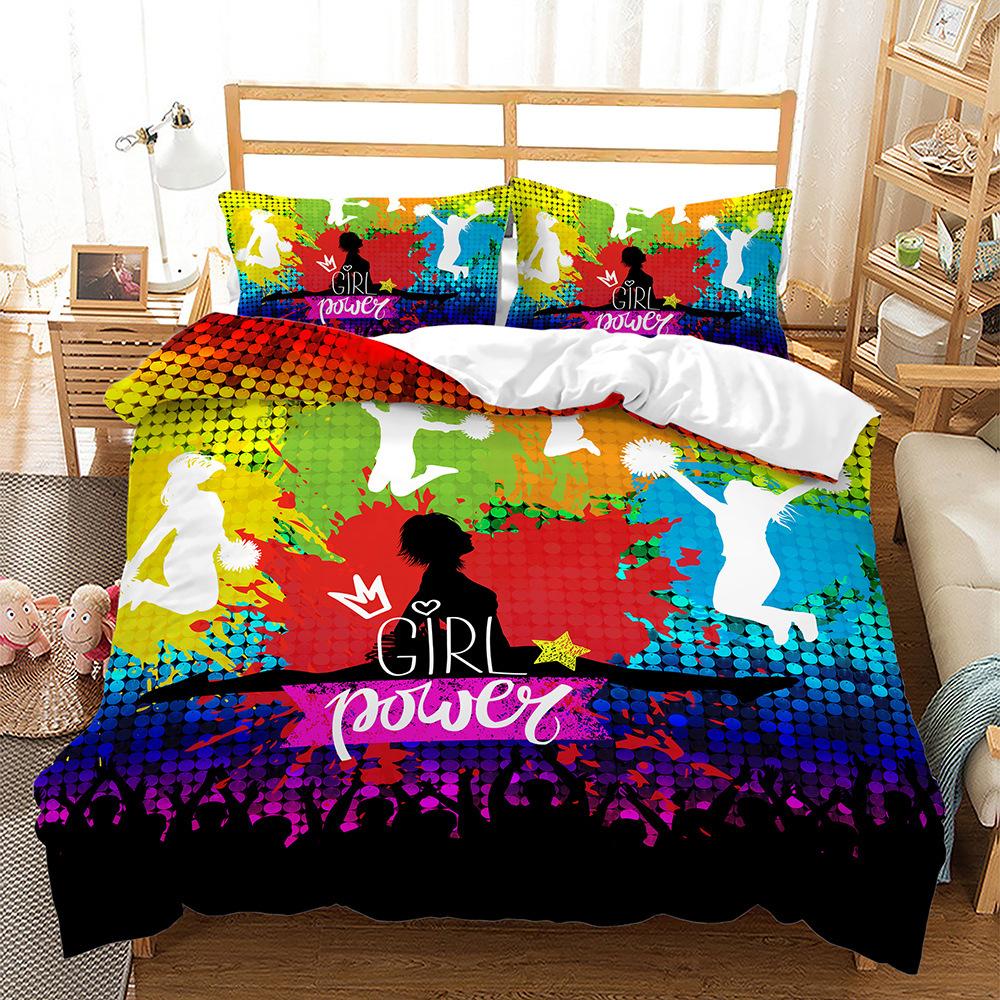 Bett Dreiteilig Lernen Musik Camping Astronaut Sport 3D Digitaldruck Set