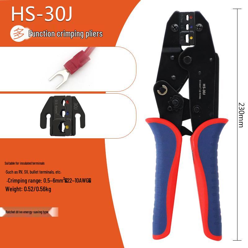 Pre-Insulated Terminal Ratchet Crimping Pliers Set for Electricians - HS-30J Model