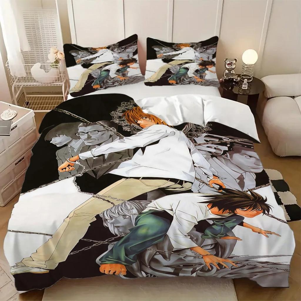 Exquisite Anime 3D print Death Note Bedding Set Duvet Cover Pillowcases Kids boy Bedroom Decor Single/Double/Queen Size