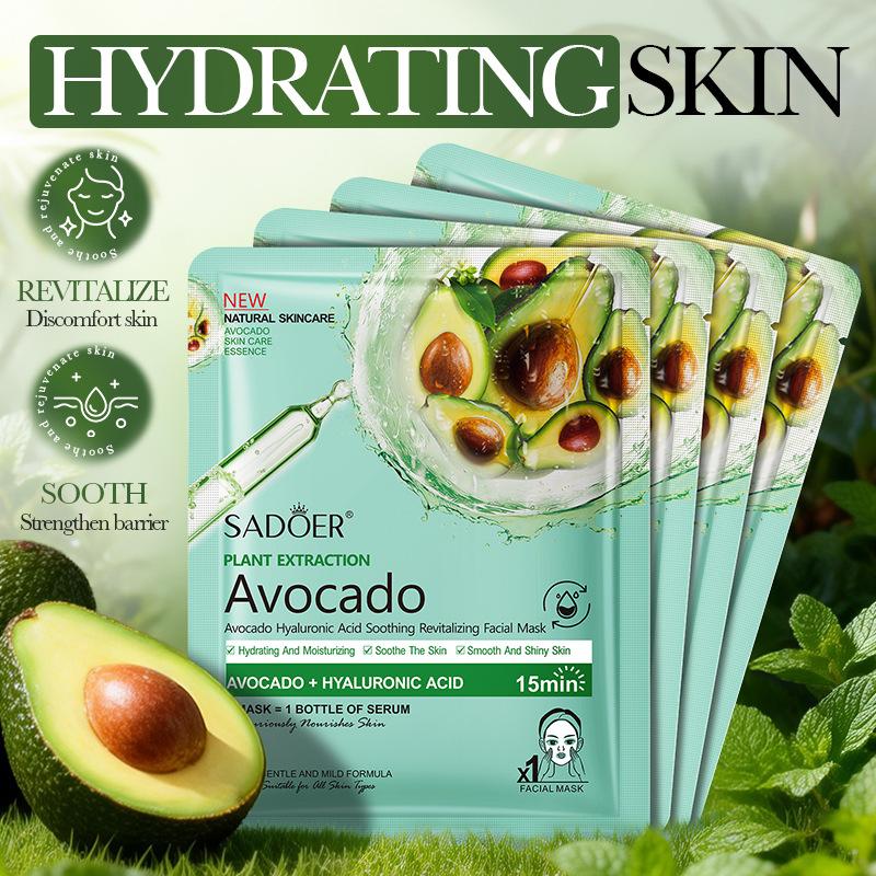 Sadoer Avocado Hyaluronic Acid Soothing Rejuvenating Mask, Hydrating, Moisturizing and Moisturizing Skin Mask