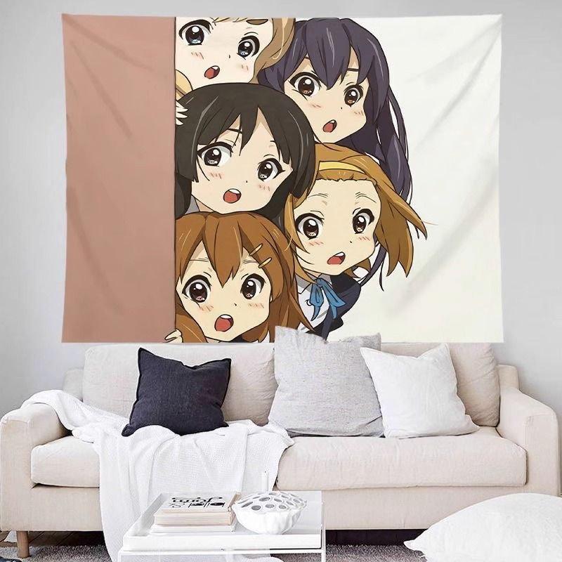 Cute Anime Maid Girls Tapestry Wall Hanging Kawaii Japanese Pink Illustration Fun Aesthetic Wall Art Bedroom Dorm Decor