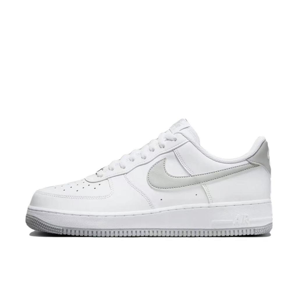 Nike Air Force 1 Coverage Slip Resistant Low Top Skateboard Shoes Men's Gray White Black FJ4146-100(Team59-)
