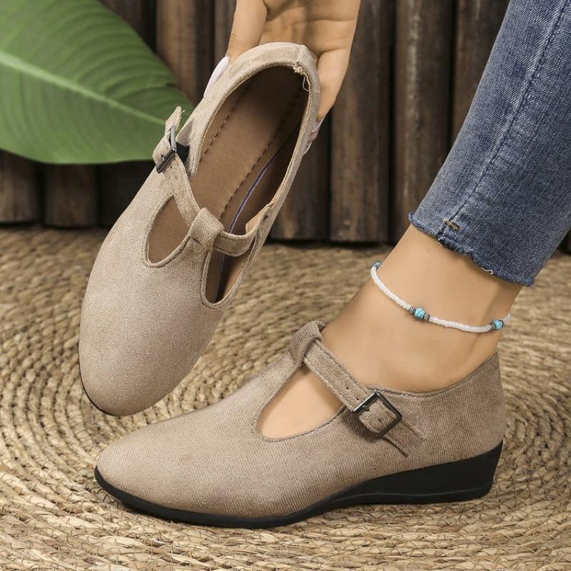 Large size slope heel casual single shoes women's spring and autumn new fashion Doudou single shoes women