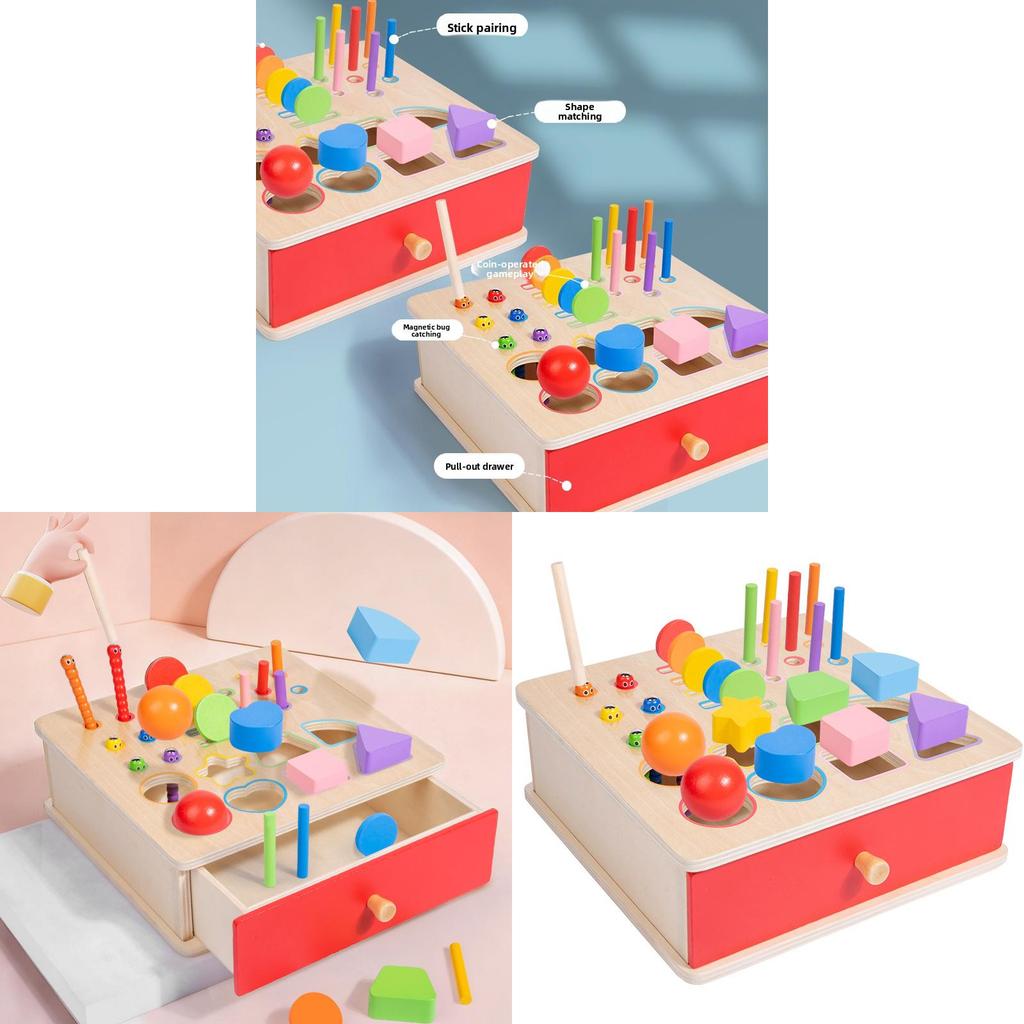 Montessori Sorting Box Wooden Educational Toy For Toddler Learning Colors Shapes