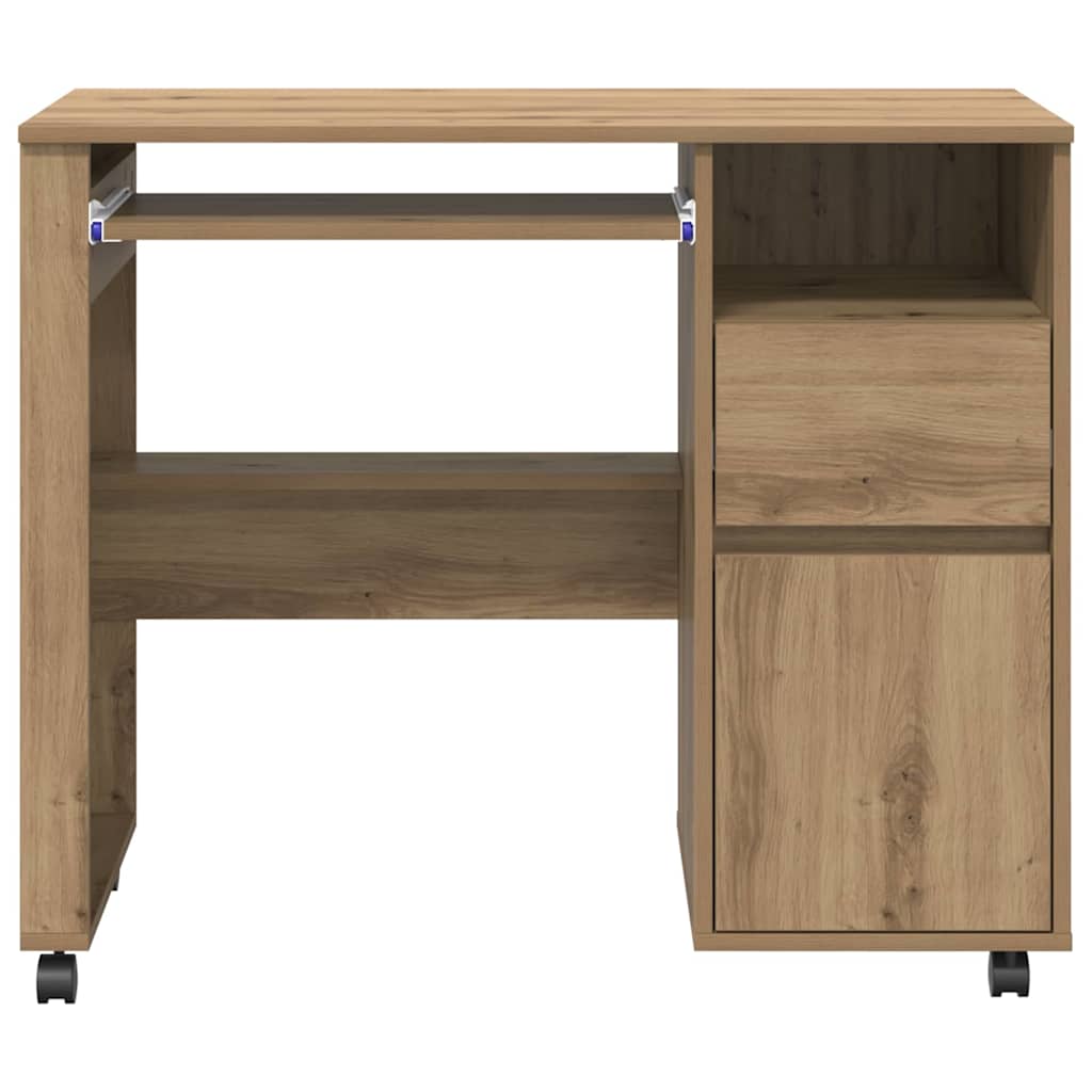 Rolling Desk Artisan Oak 91 x 50 x 77 cm Wood Based Material