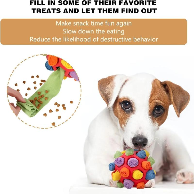 Interactive Dog Puzzle Toy, Sniffing Ball for Hiding Treats, Mental Stimulation Chew Toy for Anxiety Relief, Slow Feeder Rubber