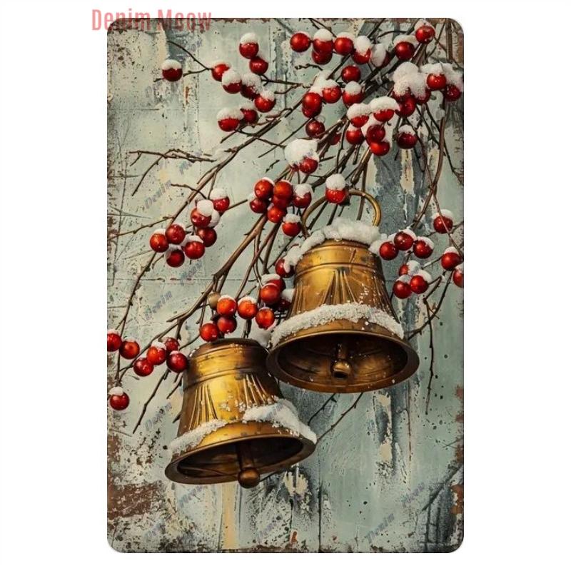 Vintage Merry Christmas Metal Tin Sign, Retro What A Wonderful World Girl, Wall Poster Jingling Bell, Home Decoration, WY297