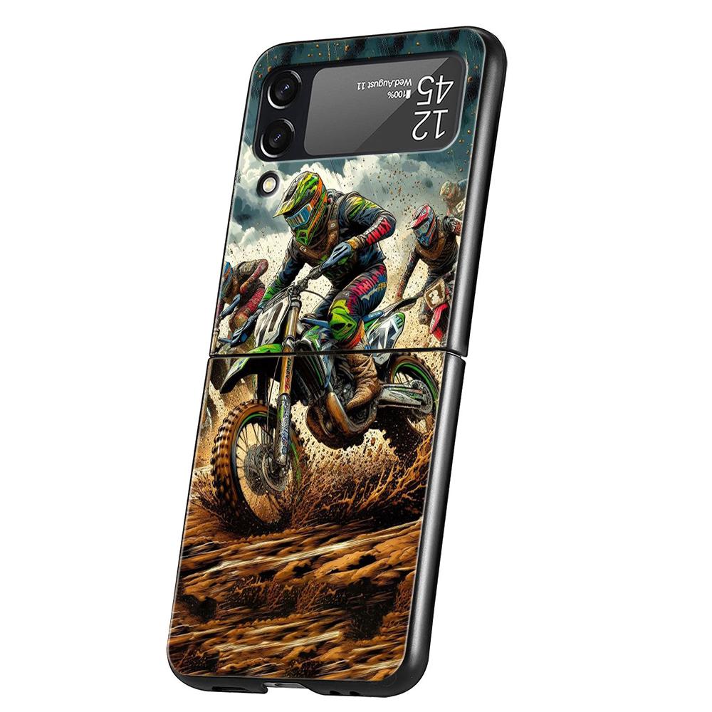 

Hard PC Phone Case For Samsung Galaxy Z Flip 7 6 5 4 Black Cover For Galaxy Z Flip 3 Foldable Shockproof Capas Motorcycle Fundas Z Flip 6