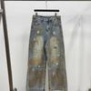 Distressed Ripped Wide Leg Denim Jeans Men Women Vintage Washed Loose Fit Straight Cut Casual Pants