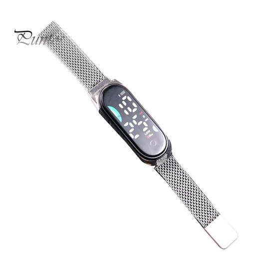 LED-Digitaluhr, wasserdicht, Magnet, Edelstahllegierung, Touchscreen, lesbares Zifferblatt, hohe Genauigkeit, langes Zifferblatt, batteriebetriebene Unisex-Sportarmbanduhr