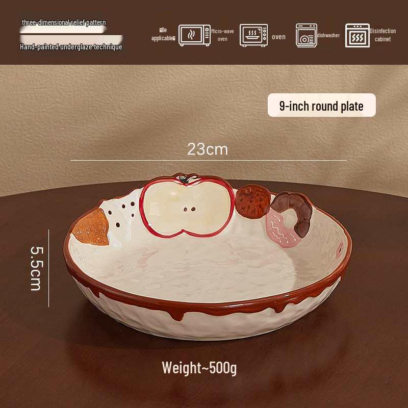 Süßes geprägtes Apfel Keramik Geschirr Set: Eisplatte, Reisschüssel, Nudelsuppenschüssel, Salat- und Pastateller