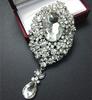 White K Electroplated High-End Luxury Glass Rhinestone Brooch B731