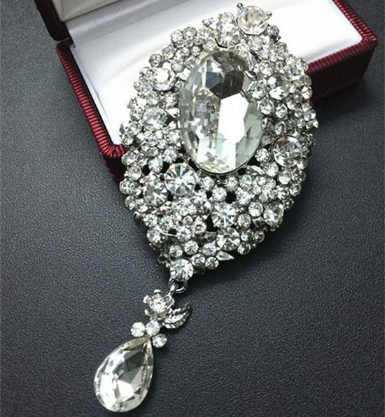 White K Electroplated High-End Luxury Glass Rhinestone Brooch B731 Zhen Yao Jewelry сплава