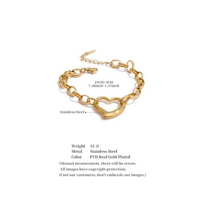Charm Stainless Steel Hollow Heart Love Chain Bracelet Bangle Waterproof Polished Metal Gifts for Girlfriend Jewelry