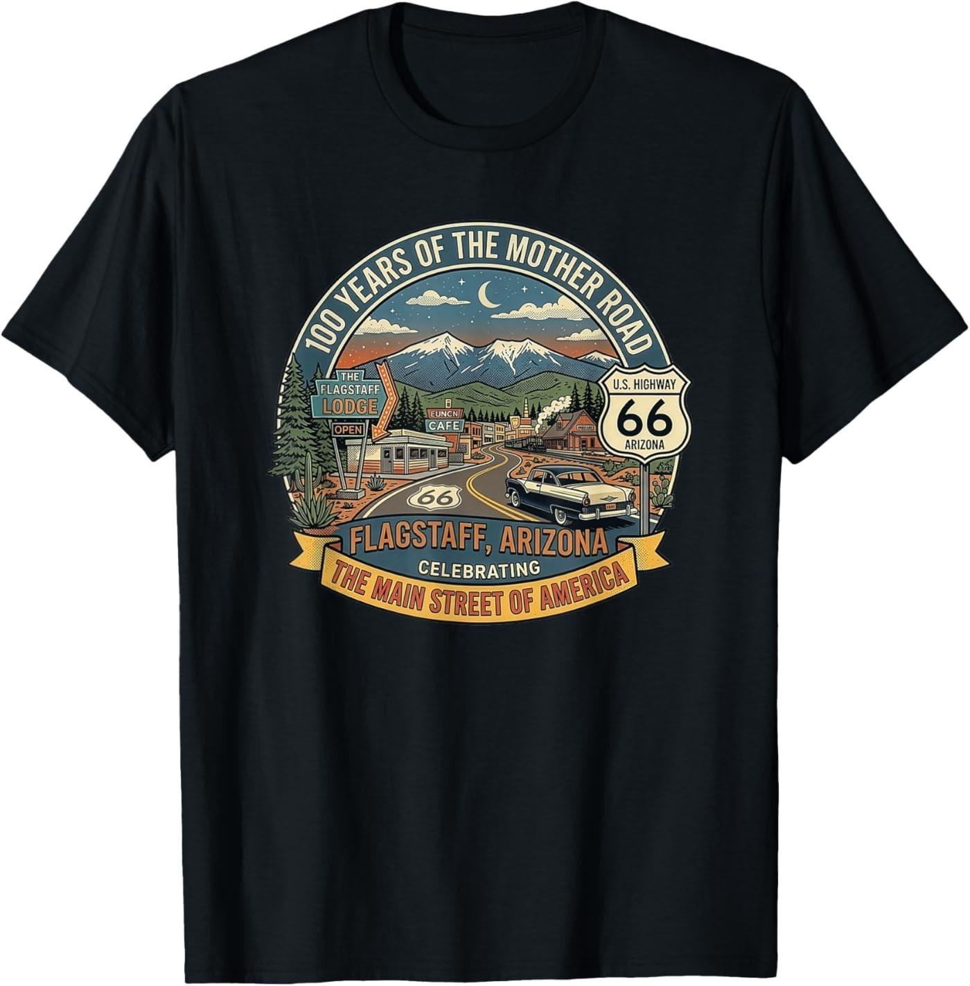 Retro Flagstaff Arizona US Highway 66 Centennial Souvenir T-Shirt S