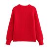 2025 Autumn/Winter New Women's Fashion Street Casual Solid Color Knitted Cardigan Round Neck Long Sleeve Sweater