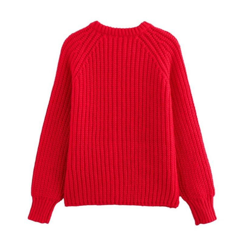 2025 Herbst/Winter Neue Damenmode Street Casual Einfarbig Gestrickte Strickjacke Rundhals Langarm Pullover