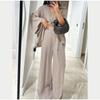 Causal Oversized Solid Pant Suit Women Single Button Long Sleeve V-neck Shirt Set Summer Casual Lady Streetwear