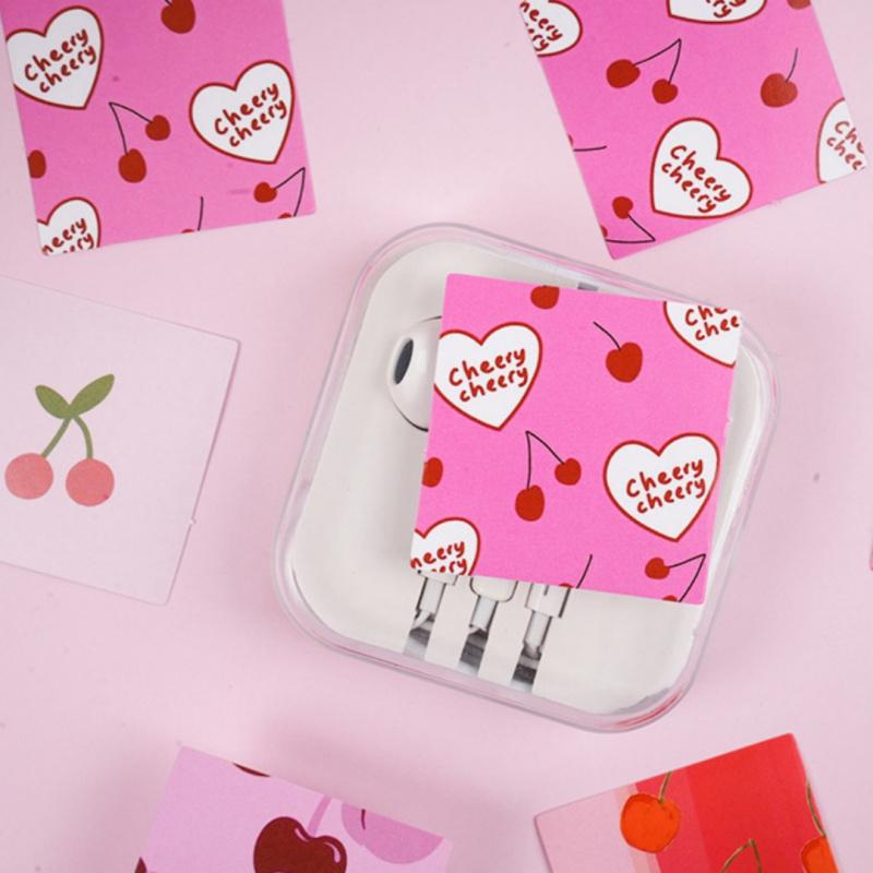 46 pcs/Box Cartoon Cute Cherry Stickers, Fruit Journal Diary Stickers Luggage Notebook Headset Cup Water Bottle Sticker