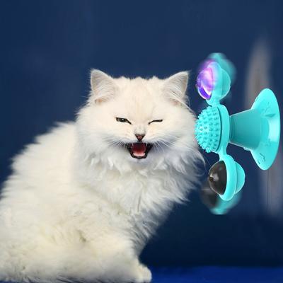 LED Light Interactive Windmill Cat Toy, Spin & Promote Dental Health!