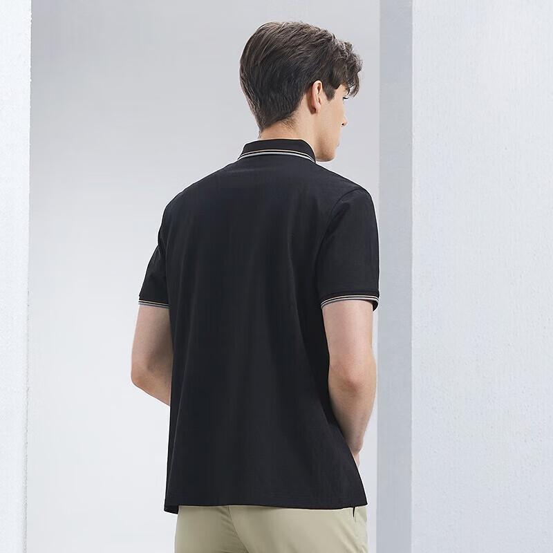 Qipai Men s Silk Blend Jacquard Short-Sleeve Polo Shirt L