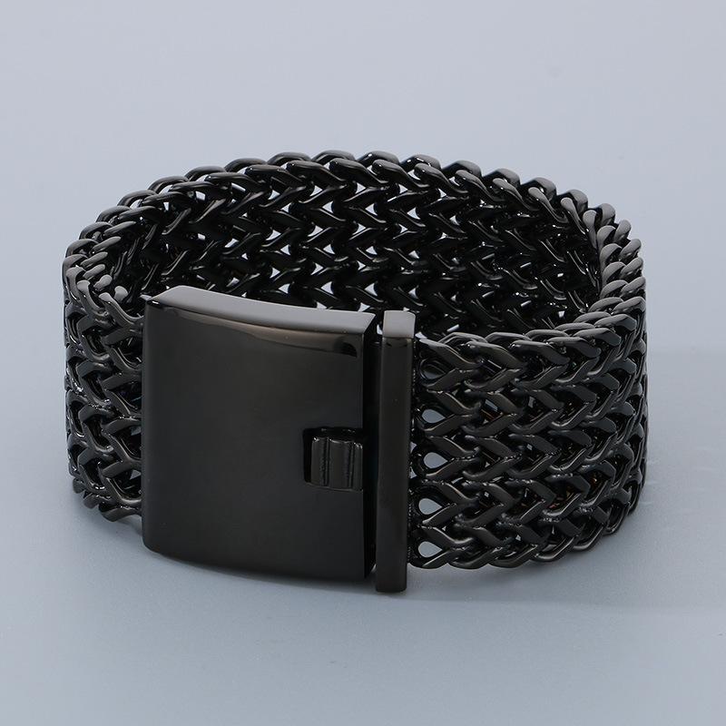 Domineering Thick Square Fish Scale Jewelry, Vacuum Plated 30Mm Front And Back Chain Titanium Steel Men'S Bracelet