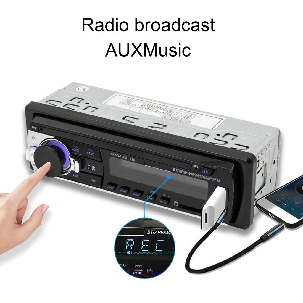 Car Radio Player, Car Stereo Receiver with LED Display, USB 2.0 Input Player, Bluetooth