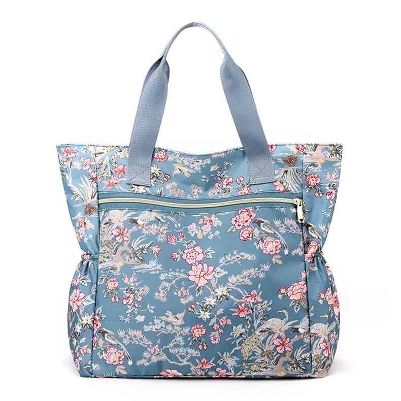 Große Tasche mit Henkel, Damen-Umhängetasche, leichte Damentasche, Nylon-Handtaschen, Blumenmuster, Tragetaschen, Strand-Bolsa Feminina
