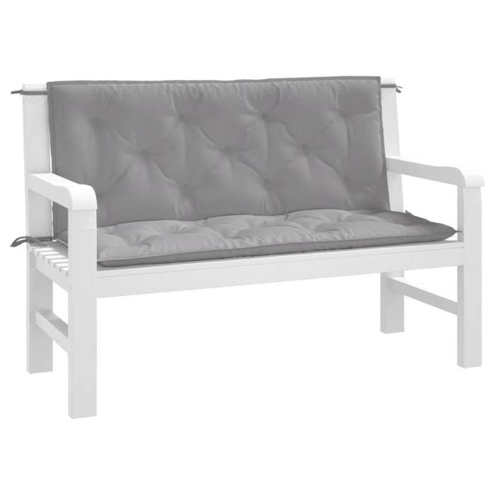 VidaXL Lot de 2 Coussins de Banc de Jardin, Revêtement de Banc avec Jeux de Cordes, Coussin d'Extérieur Imperméable, Gris 361679