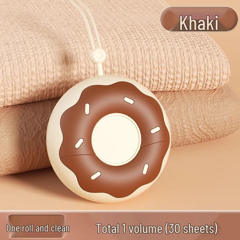 Portable Donut Lint Roller with Tearable Replacement Core for On-the-Go Hair and Lint Removal