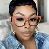 Women Fashion Eyewear  Trending Unisex Spectacle Glasses Optical Eyeglasse Frames Metal Bending Leg Blue Light Block Glasses