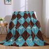 Argyle Bow Print Flannel Blanket Warm Soft Halloween Christmas Couch Warm Cozy Decorative Decor Gift for All Season