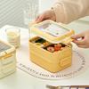 Double-layer Thermal Insulation Lunch Box Stainless Steel Bento Box with Handle School Office Camping Portable Food Container