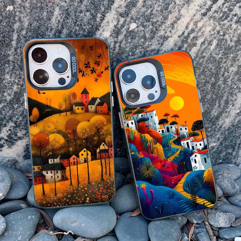 Forest Night Starry Sky Tree Moon Phone Case For Iphone 13 Mini 12 11 Pro Max 16 15 14 Pro Max Plus Shockproof Laser Back Covers