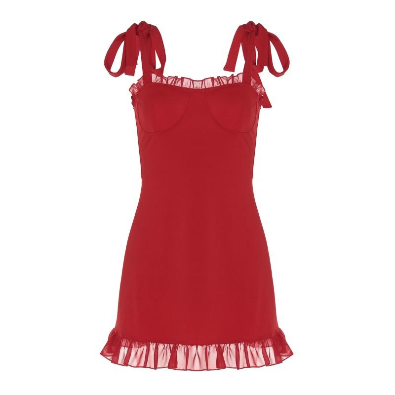 Damenbekleidung Sommer Neu Sexy Tief ausgeschnitten Ein-Wort-Kragen Träger Figurbetont Taille und Dünnes Kleid