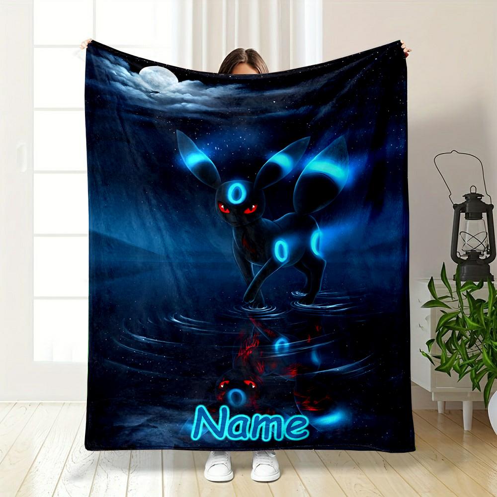 DIY Blanket P0kem0n Umbreon Printed with Name All Seasons for Couch - Super Soft Cozy Blankets for Women, Cute Gifts for Girls