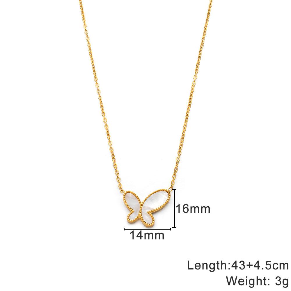 European Style 18K Gold-Plated Stainless Steel Clavicle Necklace with White Mother-of-Pearl золотой