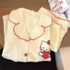 Internet Celebrity Yellow Hello Kitty Pajamas Women's Summer Lace Short-sleeved Shorts Set Can Be Worn Outside Loungewear Two-piece Set