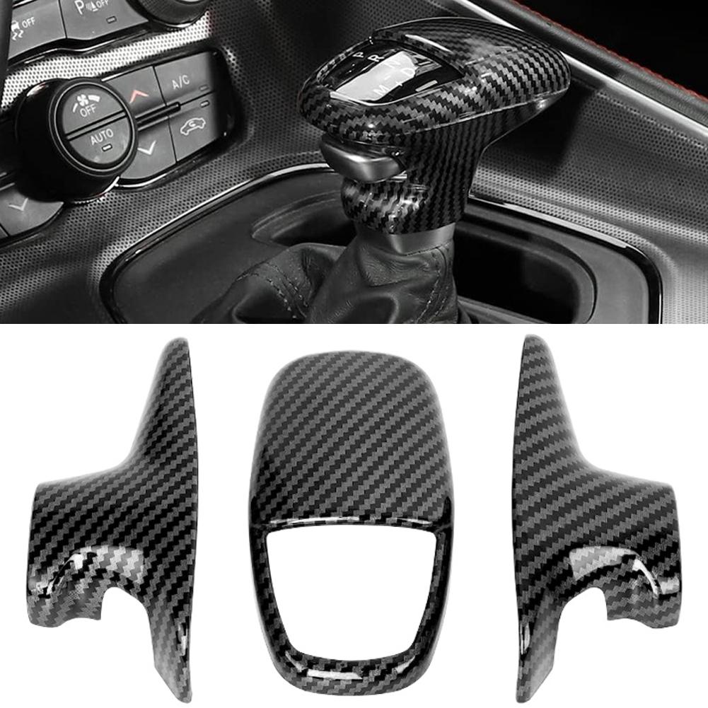 For Dodge Charger/Challenger 2015+Durango 2018+ Car Gear Shift Knob Decoration Cover Gear Shift Handle Sticker Carbon Fiber