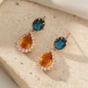 1 Pair Luxurious Colored Cubic Zirconia Drop Shape Dangle Earrings for Women Stud Earring Jewelry Wedding Party Accessories