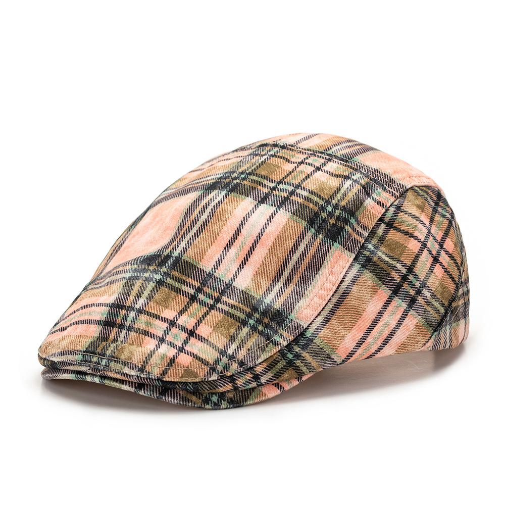 British Style Contrast Color Plaid Beret Women's Spring Summer Paintsman's Cap Men's Peaked Cap
