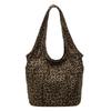 This season, Korean ins style leopard print canvas bag casual large capacity commuter women's shoulder underarm triangle tote bag