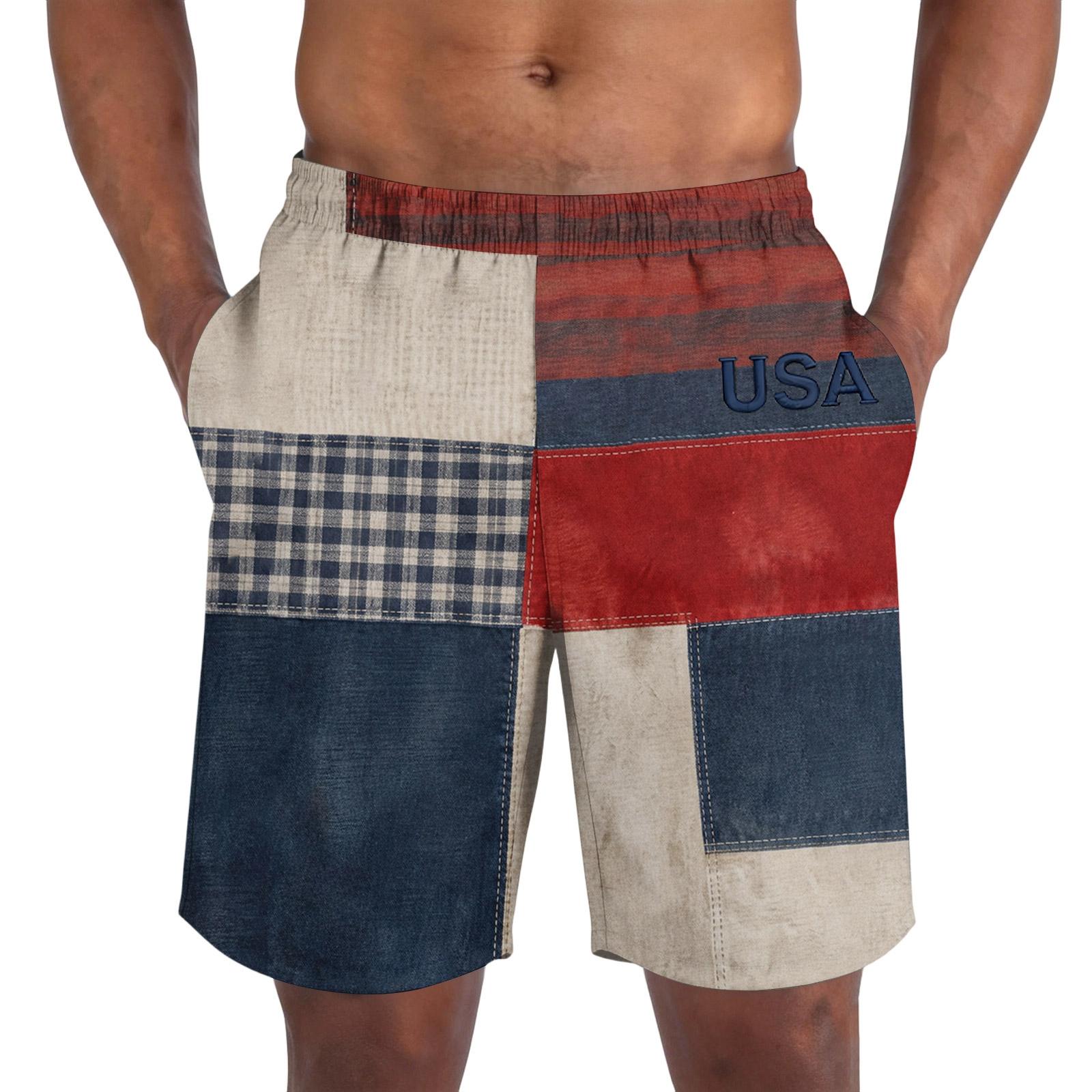 

Men s loose and casual flag-printed shorts XL винний