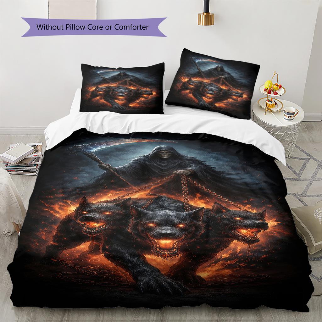 Satan Symbol Pattern Bedding,Quilt Set Quilt Cover Pillowcase Home Birthday Gift (1 * duvet cover + 2 * pillowcase, without core)