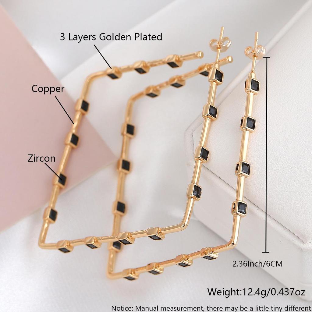 European & American 6CM Large Square Hoop Earrings - Bold Geometric Design, Statement Stud Earrings for a Unique, Chic Look