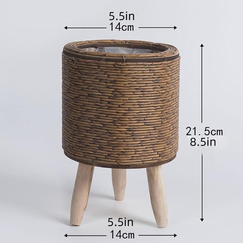 Yellow Rattan Flower Stand Handcrafted And Portable Perfect For Displaying Various Plant In Any Space