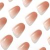 24pcs Manicure DIY Press on Nails Gradient Pink False Nails Short Round French