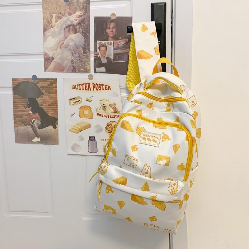 Japanese Small Fresh Personality Graffiti Junior High School Student Schoolbag Women'S Large Capacity Casual Strawberry Bear Printed Backpack